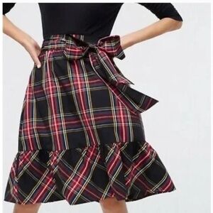 NWT - J. CREW - Big-bow A-Line midi skirt in plaid! Sz. 0